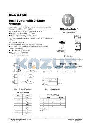 NL27WZ126 datasheet - Dual Buffer with 3-State Outputs