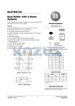 NL27WZ126USG datasheet - Dual Buffer with 3-State Outputs