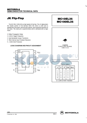 MC10EL35 datasheet - JK Flip-Flop