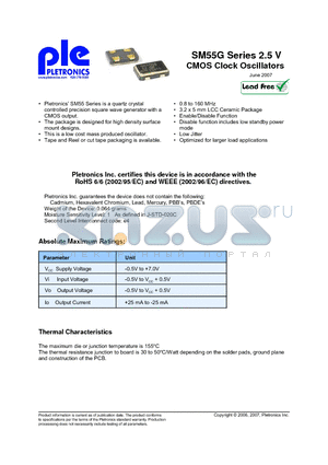 SM5520GEW datasheet - 2.5 V CMOS Clock Oscillators