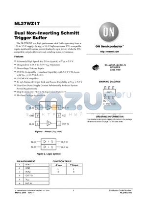 NL27WZ17DFT2G datasheet - Dual Non-Inverting Schmitt Trigger Buffer