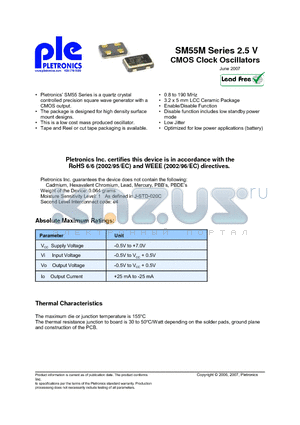 SM5544MW datasheet - 2.5 V CMOS Clock Oscillators