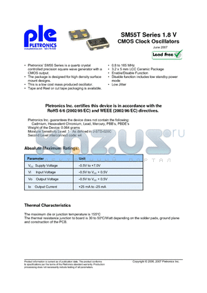 SM5544TX datasheet - 1.8 V CMOS Clock Oscillators