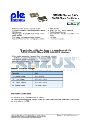 SM5545ME datasheet - 5.0 V CMOS Clock Oscillators