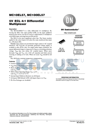 MC10EL57 datasheet - 5V ECL 4:1 Differential Multiplexer