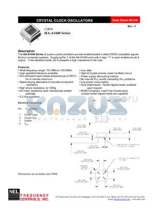 SA-A144C-FREQ datasheet - CRYSTAL CLOCK OSCILLATORS