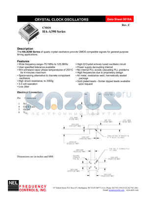 SA-A391-FREQ datasheet - CRYSTAL CLOCK OSCILLATORS