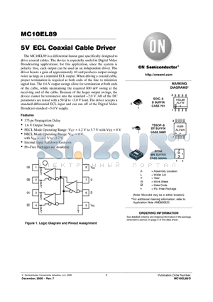 MC10EL89MNR4 datasheet - 5V ECL Coaxial Cable Driver