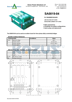 SA0019-04 datasheet - R-C SNUBBER BOARD