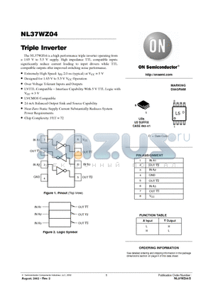 NL37WZ04 datasheet - Triple Inverter