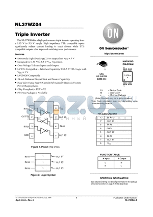 NL37WZ04 datasheet - Triple Inverter