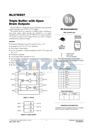 NL37WZ07 datasheet - Triple Buffer with Open Drain Outputs