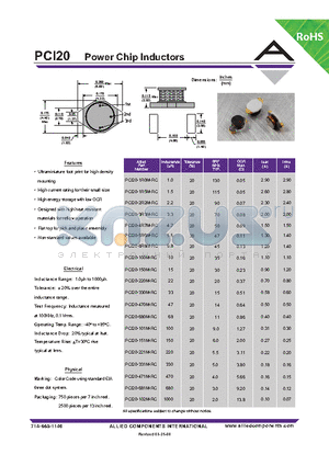 PCI20-101M-RC datasheet - Power Chip Inductors