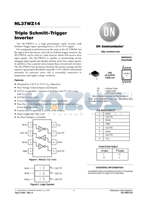 NL37WZ14_06 datasheet - Triple Schmitt−Trigger Inverter