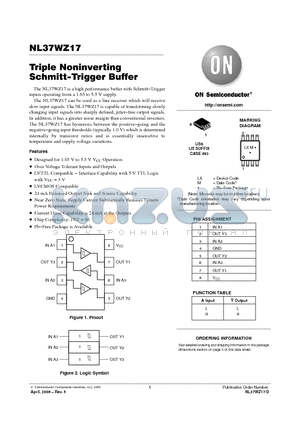 NL37WZ17_06 datasheet - Triple Noninverting Schmitt-Trigger Buffer