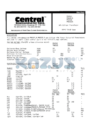 PN2221A datasheet - NPN SILICON TRANSISTOR