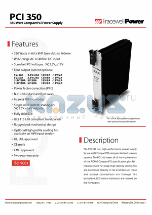 PCI350-4803SL datasheet - 350 Watt CompactPCI Power Supply