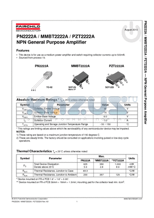 PN2222A datasheet - NPN General Purpose Amplifier