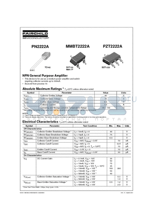 PN2222A datasheet - NPN General Purpose Amplifier