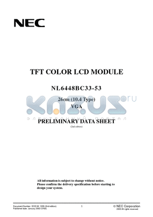NL6448BC33-53 datasheet - TFT COLOR LCD MODULE