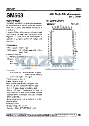 SM563 datasheet - 4-Bit Single-Chip Microcomputer(LCD Driver)