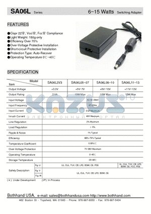SA06L3V3 datasheet - 6~15 Watts Switching Adapter
