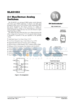 NLAS1053 datasheet - 2:1 Mux/Demux Analog Switches