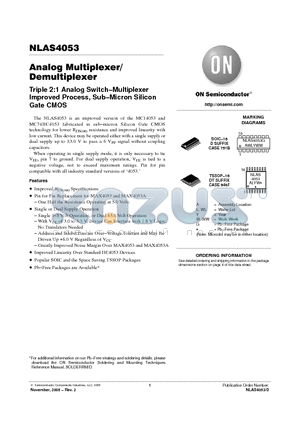 NLAS4053 datasheet - Analog Multiplexer/Demultiplexer