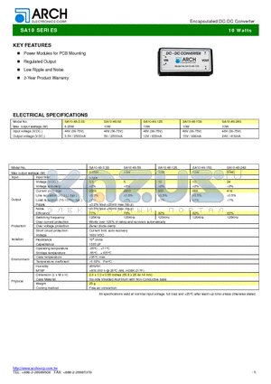 SA10-48-5S datasheet - 10 Watts