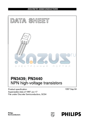 PN3440 datasheet - NPN high-voltage transistors