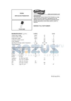 PN3566_10 datasheet - NPN SILICON TRANSISTOR