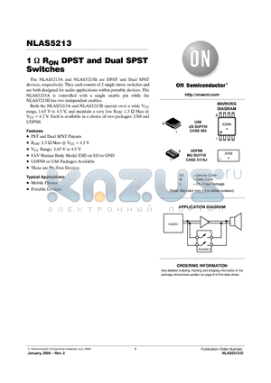 NLAS5213BMUTAG datasheet - 1 RON DPST and Dual SPST Switches