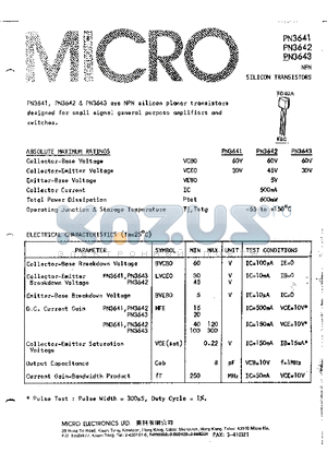 PN3641 datasheet - NPN SILICON TRANSISTORS