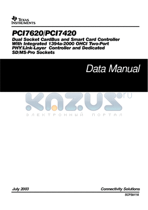 PCI7620 datasheet - DUAL SOCKET CARDBUS AND SMART CARD CONTROLLER
