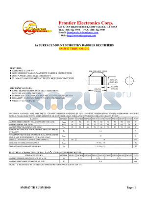 SM5817 datasheet - 1A SURFACE MOUNT SCHOTTKY BARRIER RECTIFIERS