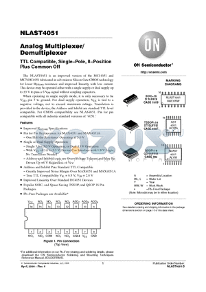 NLAST4051QSR datasheet - Analog Multiplexer/ Demultiplexer