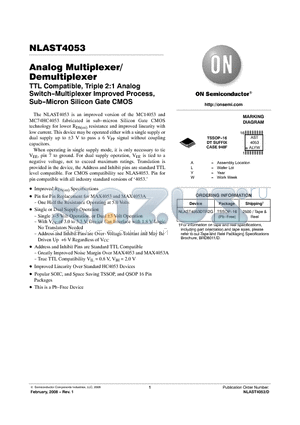 NLAST4053 datasheet - Analog Multiplexer/ Demultiplexer