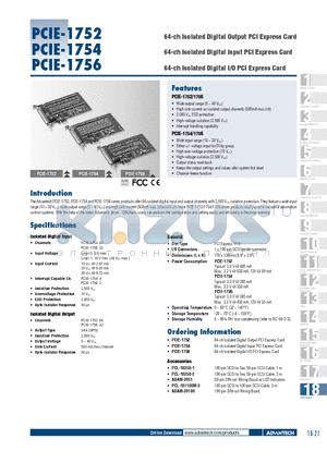 PCIE-1752 datasheet - 64-ch Isolated Digital Output PCI Express Card