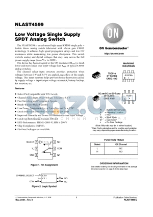 NLAST4599DTT1G datasheet - Low Voltage Single Supply SPDT Analog Switch