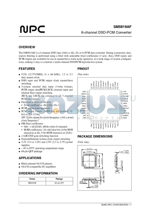 SM5819AF datasheet - 6-channel DSD-PCM Converter