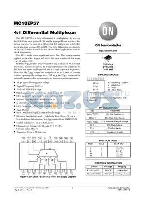 MC10EP57DT datasheet - 4:1 Differential Multiplexer