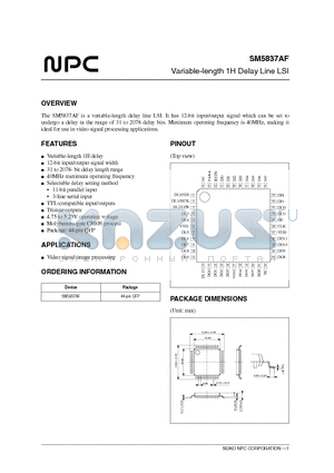 SM5837AF_06 datasheet - Variable-length 1H Delay Line LSI