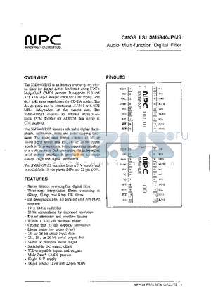 SM5840JP datasheet - Audio Multi-function Digital Filter