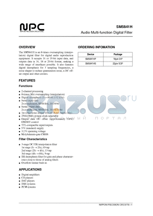 SM5841H datasheet - Audio Multi-function Digital Filter