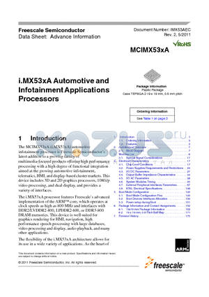 PCIMX536AVV8C datasheet - Automotive and Infotainment Applications Processors