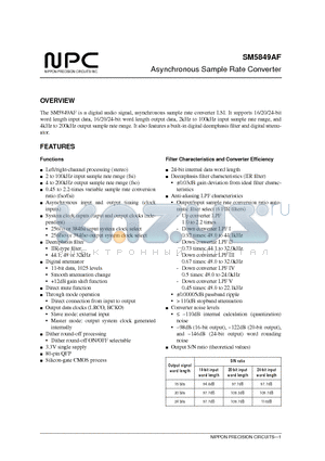 SM5849AF datasheet - Asynchronous Sample Rate Converter