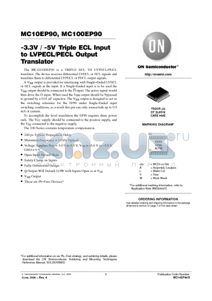 MC10EP90D datasheet - -3.3V / -5V Triple ECL Input to LVPECL/PECL Output Translator