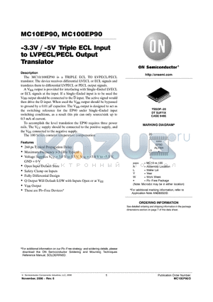 MC10EP90DTR2 datasheet - −3.3V / −5V Triple ECL Input to LVPECL/PECL Output Translator