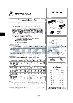 MC10H100FNR2 datasheet - DUAL 6-4 INPUT PARITY CHECKER