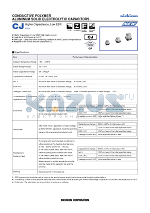 PCJ0G222MCL1GS datasheet - CONDUCTIVE POLYMER ALUMINUM SOLID ELECTROLYTIC CAPACITORS